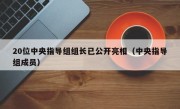 20位中央指导组组长已公开亮相（中央指导组成员）