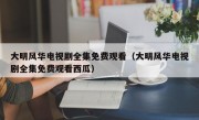 大明风华电视剧全集免费观看（大明风华电视剧全集免费观看西瓜）