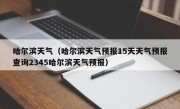 哈尔滨天气（哈尔滨天气预报15天天气预报查询2345哈尔滨天气预报）