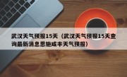 武汉天气预报15天（武汉天气预报15天查询最新消息恩施咸丰天气预报）