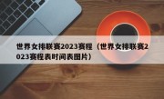 世界女排联赛2023赛程（世界女排联赛2023赛程表时间表图片）