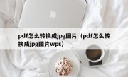 pdf怎么转换成jpg图片（pdf怎么转换成jpg图片wps）